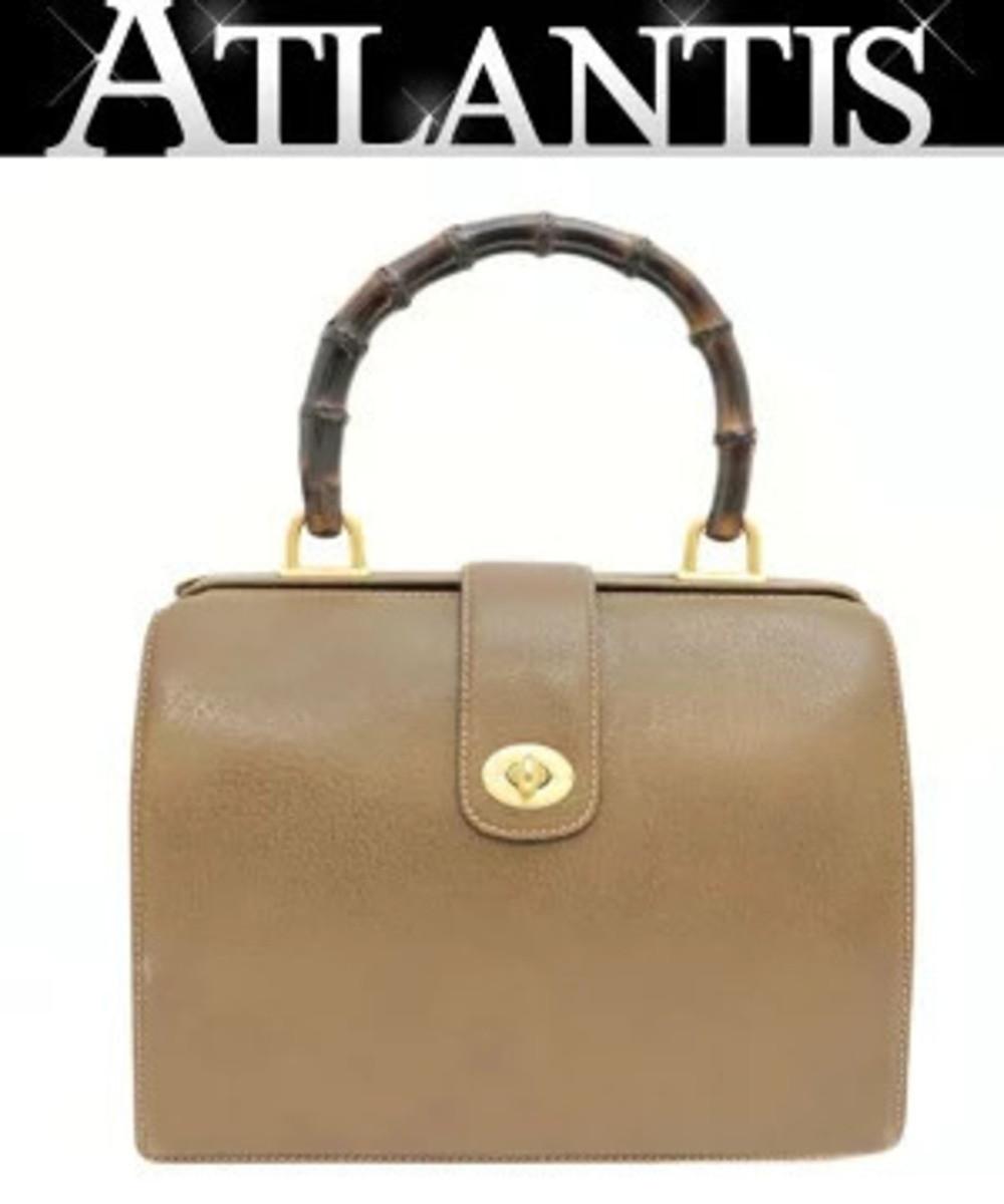 Gucci Bamboo Turnlock Doctors Bag Handbag Pig Leather Brown